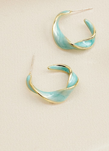 front Acrylic and Gold Accent Twist Hoop Earrings