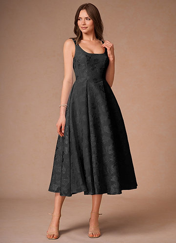 Briac Black A-line Midi Dress image1 0