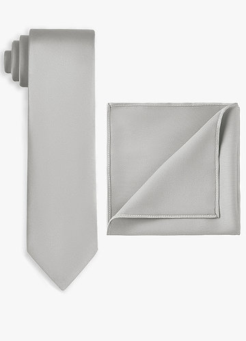 front Conjunto de corbata ancha y pañuelo de bolsillo de satén elástico