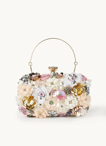 front Sequin Flower Embellished Clutch