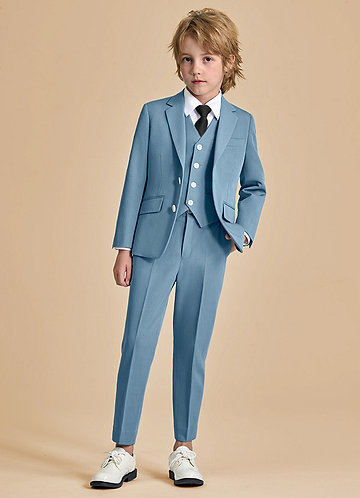 front Oliver Light Blue Boys 5-Piece Suit with Pre-tie