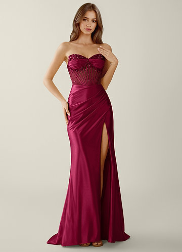 Willa Borgogna Abito da ballo a sirena con scollo a cuore e corsetto image1