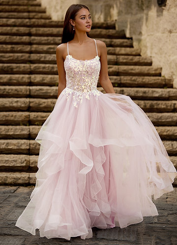 Mosaic Pink Ruffle Prom Dress image1