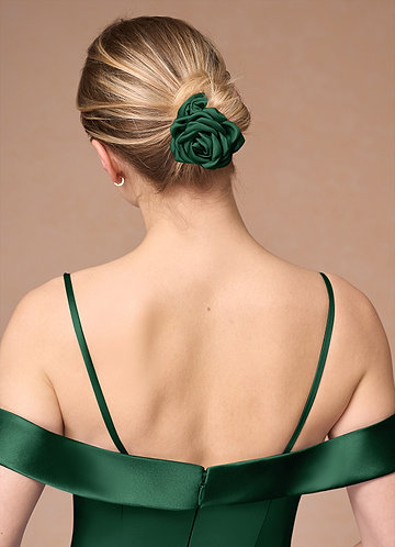 front Matching Color Matte Satin Rose Scrunchie Set