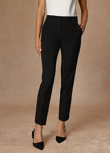 front Victoria Black Refined Weave Full Length Dress Pants