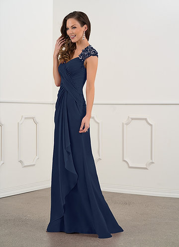 mother of the bride long navy dress