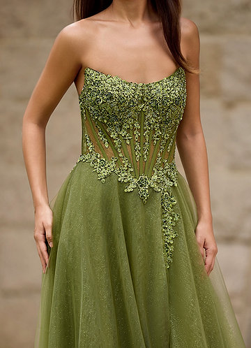 Brilliance Vert Robe de bal à paillettes image1