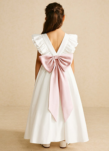 Azazie Aero Flower Girl Dresses Ivory Blushing Pink A-Line Pleated Cotton Dress image1 0