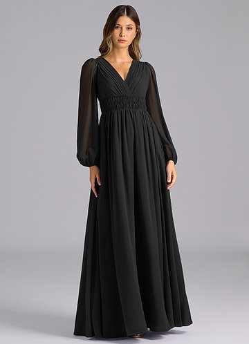 princess polly baby blue dress Black Long-sleeves Bridesmaid Dresses