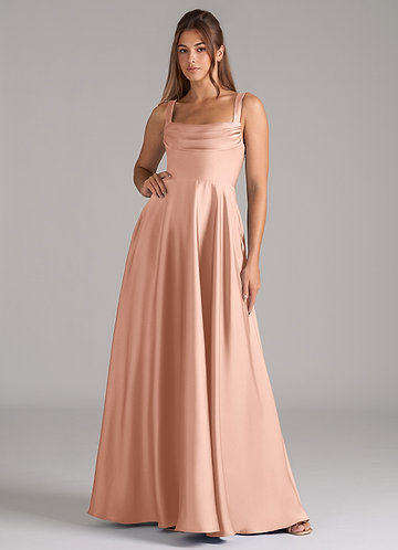 princess polly baby blue dress Mermaid Rose Gold Satin Spaghetti Straps Long Custom Bridesmaid Dresse –  MarryLover main image 0