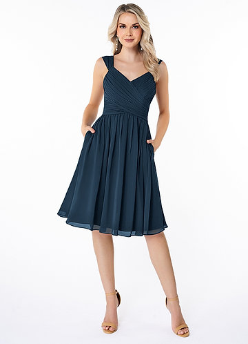 navy bridesmaid dresses knee length Dark Square Neck Sleeves 20250519_FP Beaded Lace Bridal Top Select Shoe Size:40