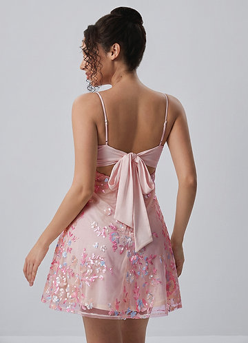 Laurence Pink Sequin Bow-Back A-Line Mini Dress image1