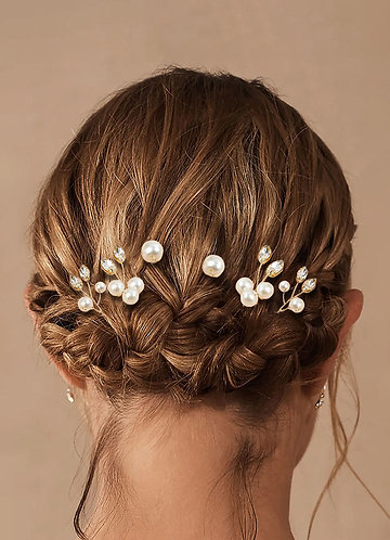 front Pearl Rhinestone Embellished Hair pins