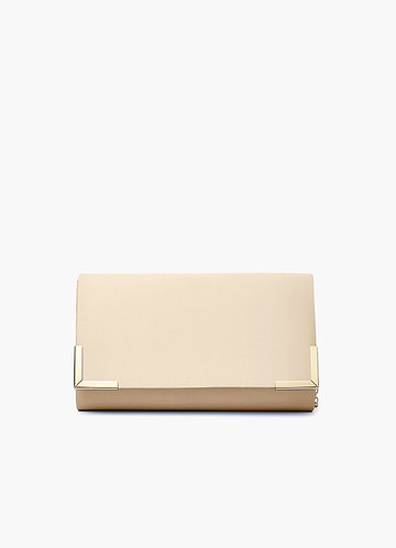 front Matching Color Matte Satin Envelope Clutch Bag