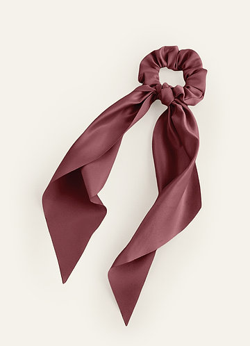 front Matching Color Matte Satin Hair Scarf Scrunchie