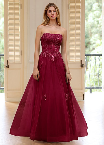 Pipery Bourgogne Robe de bal corsetée à paillettes et volants en tulle image1