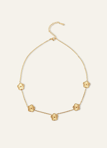 front 18K Gold Plated Stainless Steel Five-Leaf Clover Charm Necklace