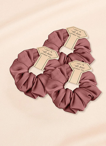 front Matching Color Three-Piece Bridesmaid Stretch Satin Over Size Scrunchie Set