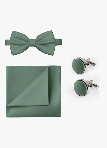 front Ensemble nœud papillon, pochette de costume et boutons de manchette assortis