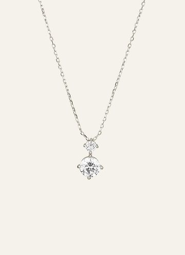 front 925 Sterling Silver Double Crystal Pendant Necklace