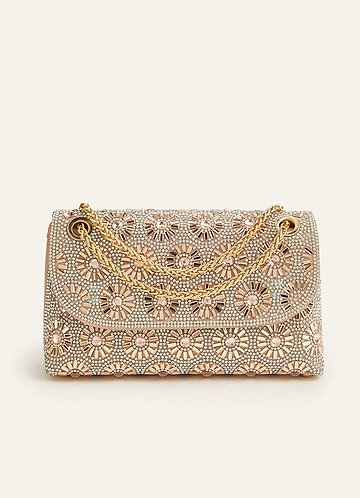 front Rhinestone Sunburst Shoulder Bag