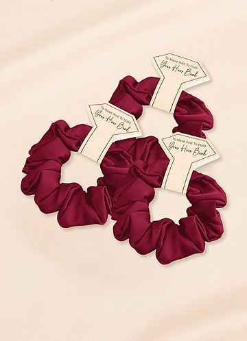 front Matching Color Bridesmaid Stretch Satin Regular Size Scrunchies