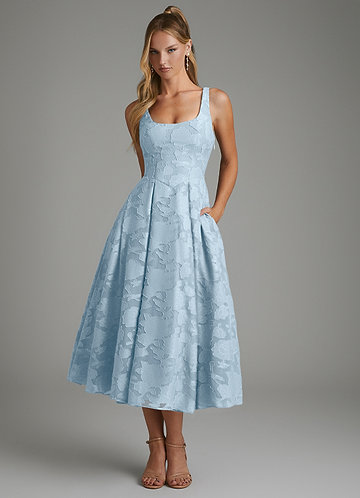 Sky Blue Knee Length Or Tea Length Bridesmaid Dresses