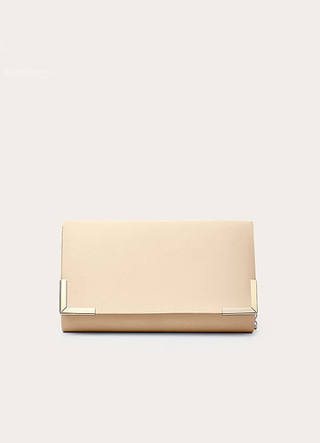 front Matching Color Matte Satin Envelope Clutch Bag