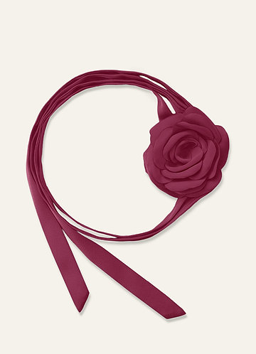 front Matching Color Chiffon Rose Flower Rope Necklace