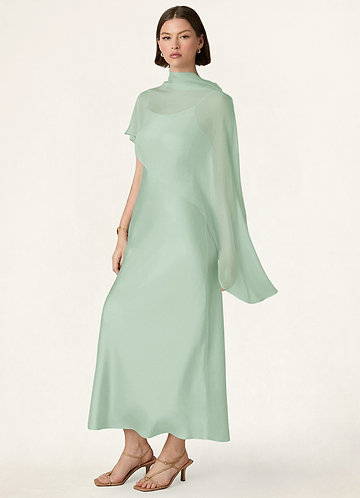 front Azazie Matching Color Chiffon Bias Cut Cape