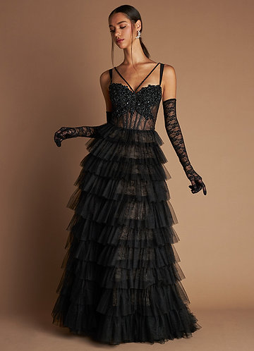 Lizie Black Ruffle Gown image1