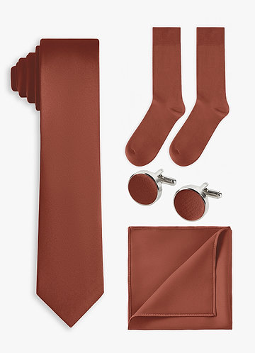 front Matching color 4-Piece Stretch Satin Skinny Tie Set