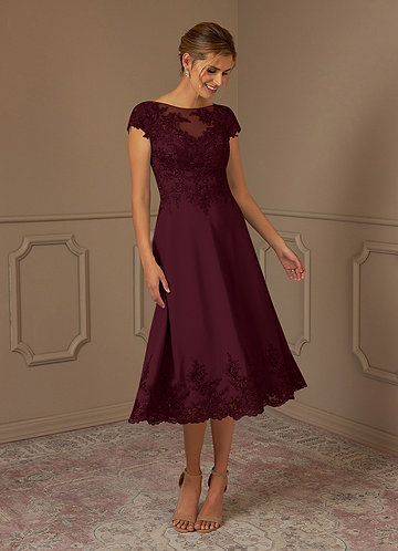 Azazie Terrano Mother of the Brides Dresses Cabernet A-Line Scoop Lace Dress image1