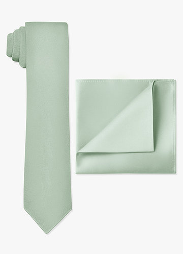 front Matte Satin Skinny Tie and Pocket Square Set