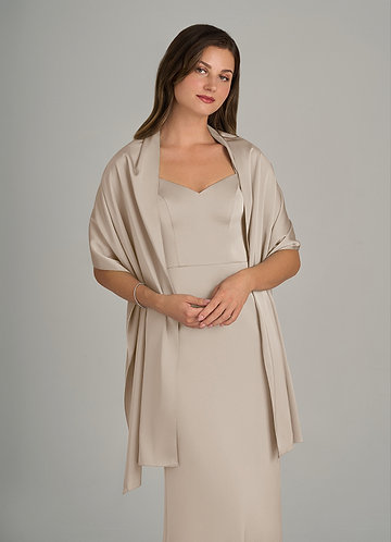 front Azazie Xale De Cetim Elástico Da Irlanda Na Cor Correspondente