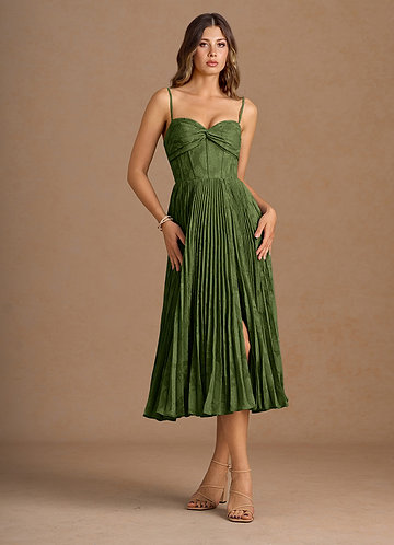 Annie Olive Pleated Midi Dress image1