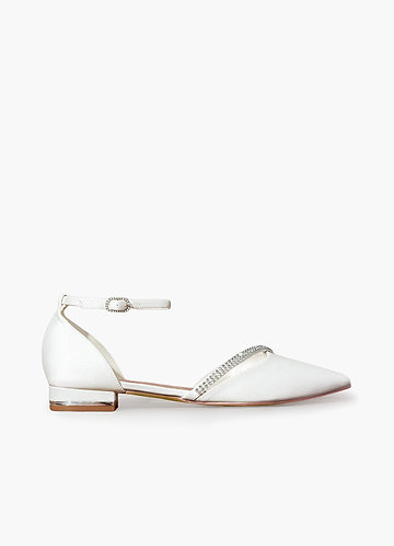 front Flats met satijnen kristallen bandjes