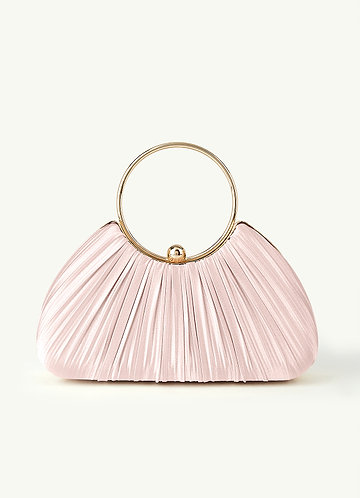 front Matching Color Metallic Satin Pleated Handbag 0