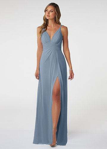 Dusty blue lace deals bridesmaid dresses