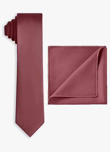 front Stretch Satin Skinny Tie and Pocket Square Set
