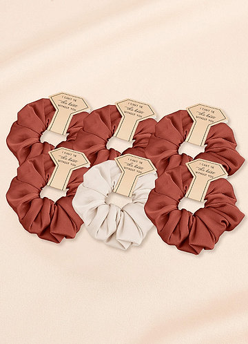 front Matching Color Six-Piece Mixed Color Bridesmaid Stretch Satin Over Size Scrunchie Set