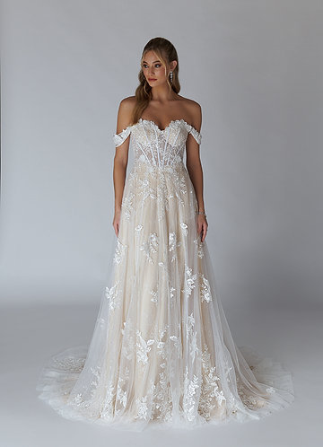 azazie elegant satin chapel train wedding dress with slit reviews Azazie Aerith Wedding Dress