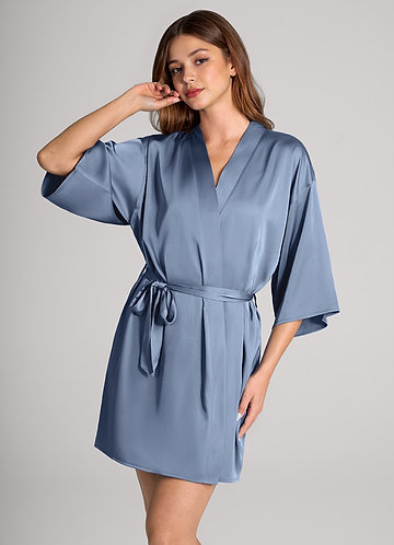 front Matching Color Classic Satin Robe