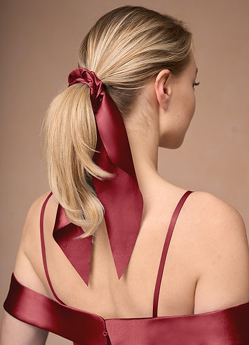 front Matching Color Matte Satin Hair Scarf Scrunchie