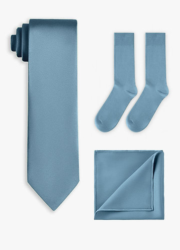front Matching Stretch Satin Wide Tie & Pocket Square & Socks Set