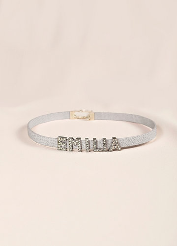 front Collier ras du cou en cuir avec nom personnalisé