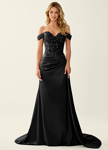 Nerine Black Lace Corset Lace Up Back Mermaid Prom Dress image1