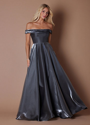 Tori Gunmetal Off Shoulder Gown image1