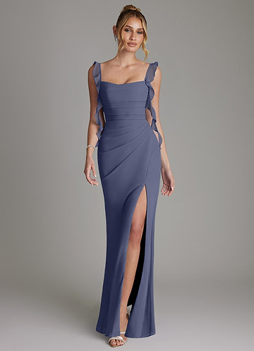 grey chiffon midi dress Off-the-Shoulder Pleated – Alizua Neckline 3/4 Sleeves for Gothic Red and Black DELIVERY TIME:Standard: Ships in 6-8 business weeks AW26Party