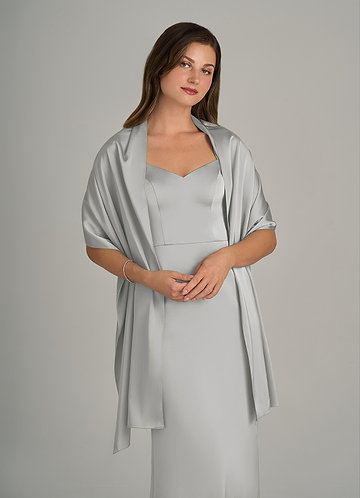 front Azazie Matching Color Ireland Stretch Satin Shawl